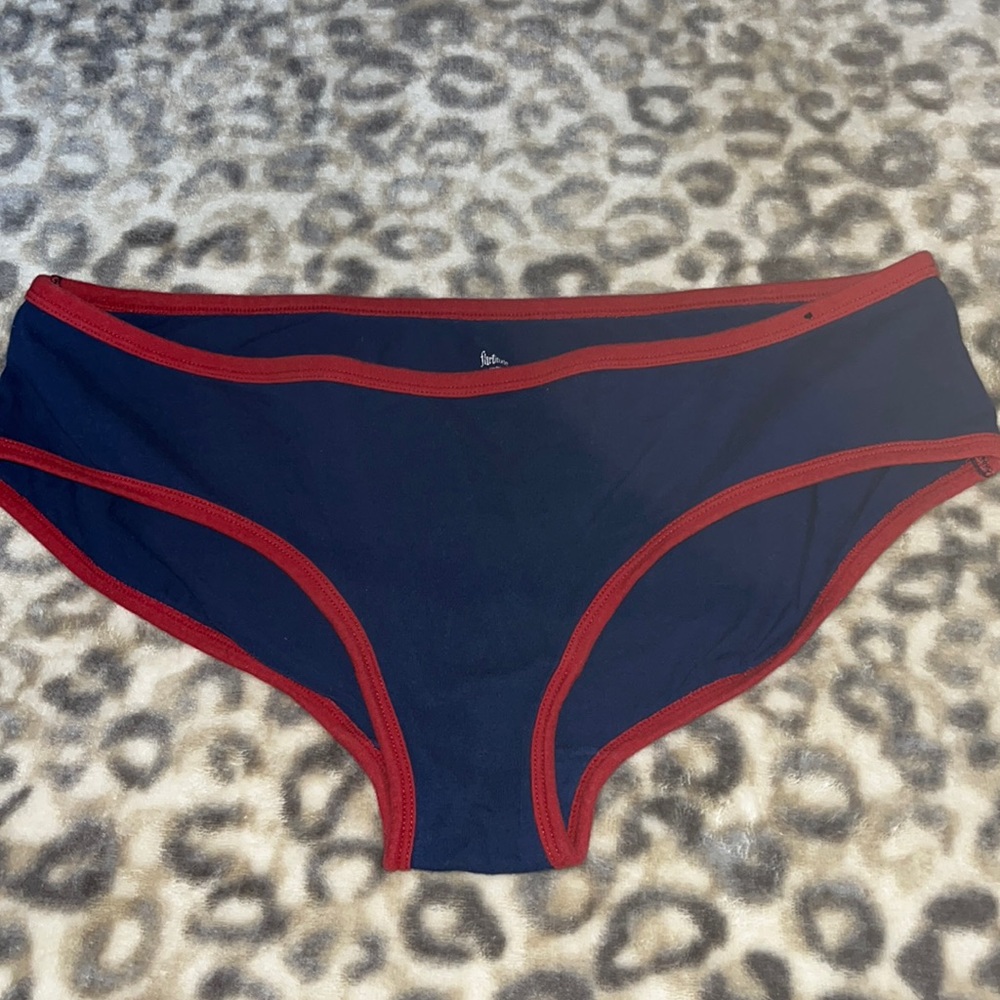 Navy blue and red underwear